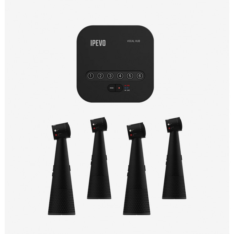 IPEVO QUARTET 4 IPEVO VOCAL Speakerphones + Wireless HUB