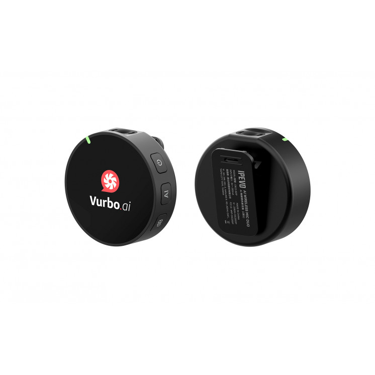 IPEVO AI WIRELESS MIC DUO bezdrátový klopový mikrofon s technologií Vurbo.ai